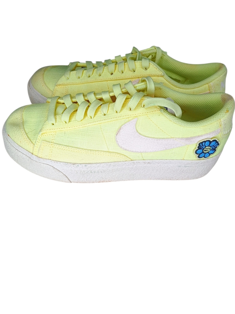 Nike Yellow Low-Top Platform Sneakers with Floral Patch